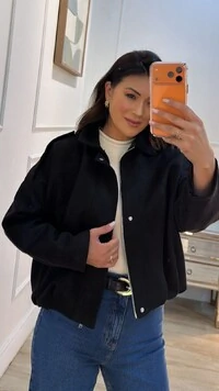 Jaqueta Casaco Balonê Suede Mirelle Martingalê Nos Ombros