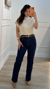 Blusa Tricot Ampla Giulia Gola Alta Enrolado