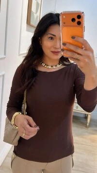 Blusa Gola Canoa Vitoria Mangas Longas