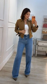 OFERTA DIA DO CLIENTE Jaqueta Com Puxadores Na Cintura Valeria Zíper Prata
