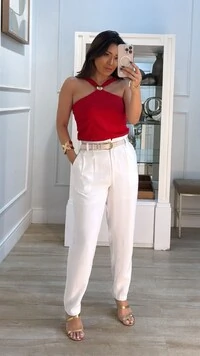 Blusa Viscose Com Linho Louise Maxi Esfera Dourada Frontal