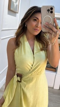 Vestido Midi Mescla Frente Única Yolanda Detalhe Transpassado