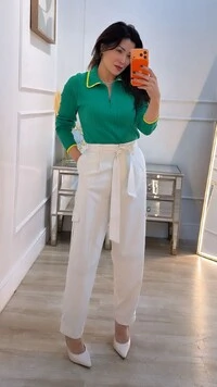 Blusa Tricot Gola Polo Amy Botões Frontais