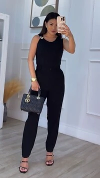 Blusa Regata Malha July Detalhe Fivela Dourada No Ombro