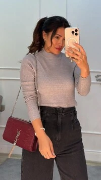 Blusa Tricot Nervuras Retangulares Liz Manga Longa