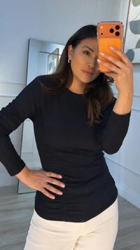 Blusa De Malha Drapeado Lateral Mila Mangas Longas