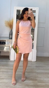 Vestido Curto Anastacia Saia Transpassada Com Fivela