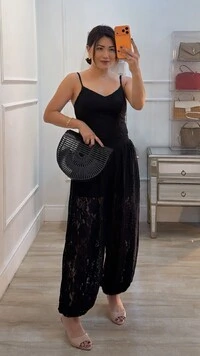 Calça Alladin Em Renda Jasmine Elástico Na Pala