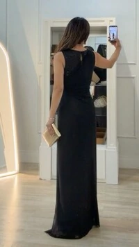 Vestido Longo Tule Drapeado Lateral Zoe Busto Em Paetê