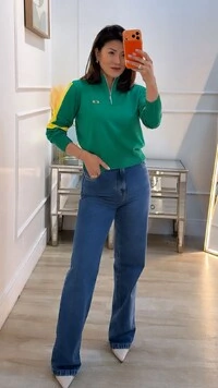 Suéter Tricot Brasil Patricia Zíper Prata