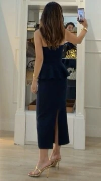 Conjunto Tricot Alexia Toma Que Caia Peplum E Saia Midi