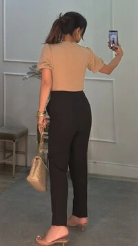 Calça Alfaiataria Acácia Com Botão Dourado Transpassado