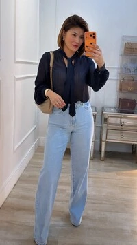 Blusa Chiffon Priscila Decote V Com Detalhe De Laço