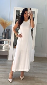 Vestido Longo Cavada Megan Fendas Laterais