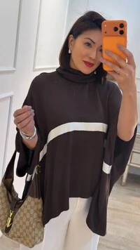 Poncho Gola Role Silvana Faixa Bicolor