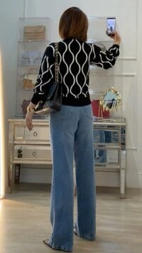 Blusa Tricot Bicolor Simaria Nervuras Onduladas
