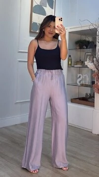 Calça Pantalona Pietra Pala Larga Com Elástico