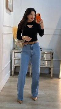 Blusa Tricot Canelado Joyce Recorte Vazado Em V No Busto