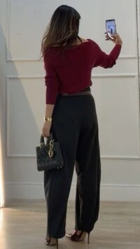 Calça Ballon Risca De Giz Yasmin Pala Larga