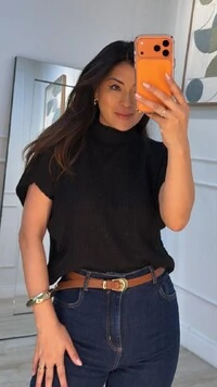 Blusa Tricot Ampla Giulia Gola Alta Enrolado