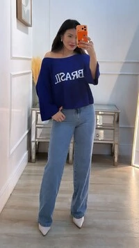 Blusa Ampla De Tricot Brasil Erika Mangas 7/8