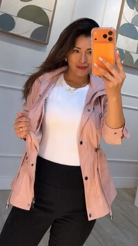 Parka Capuz Removível Sol Forro Listrado