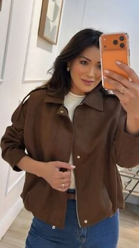 Jaqueta Casaco Balonê Suede Mirelle Martingalê Nos Ombros