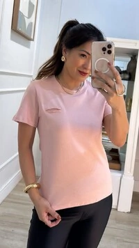 Blusa Básica Tania Bolso Fake Único