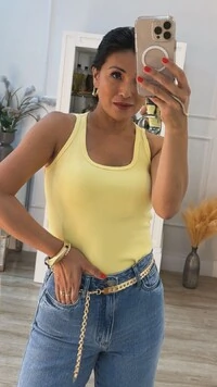 Blusa Regata Malha Ribana Karol Decote U