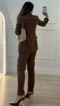 Maxi Blazer Viscose Com Linho Brenda Martingalê Nos Punhos