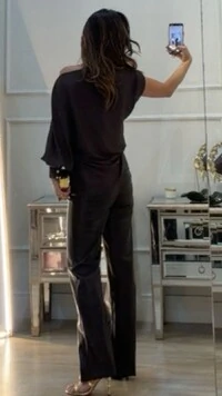 Blusa Assimétrico Crepe Marina Manga Longa Única