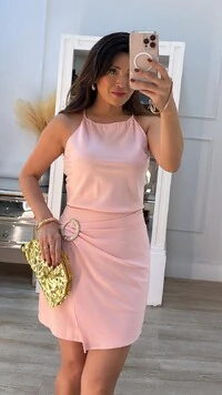 Vestido Curto Anastacia Saia Transpassada Com Fivela