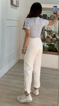 Blusa Malha Listrada Bianca Decote V