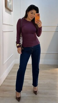 Blusa De Malha Drapeado Lateral Mila Mangas Longas