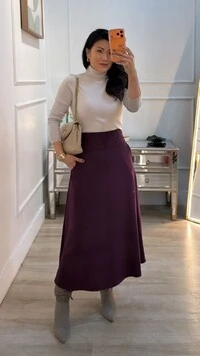 Saia Midi Evasê Clarisse Pala Larga Com Tiras Entrelaçadas