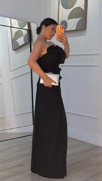 Vestido Longo Tulê Gabriella Tomara Que Caia Com Babados