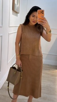 Blusa Regata Tricot Natasha Gola Careca