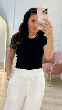 Blusa Canelada Patricia Mangas Curtas