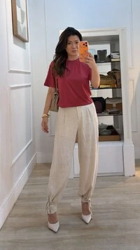 Blusa Malha Ampla Gola Careca Anny Mangas 3/4