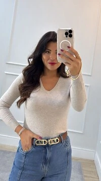Blusa Tricot Decote V Noemi Mangas Longas