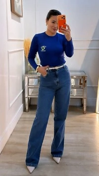 Blusa Tricot Brasil Melinda Punhos Detalhe Dedinho