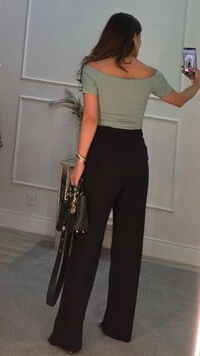 Calça Pantalona Cristine Pala Larga Com Elástico