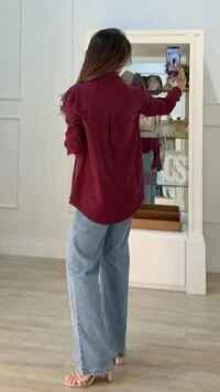 Maxi Camisa Twill Sofia Botões Forrados