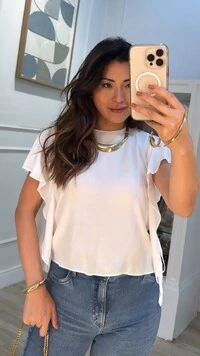 Blusa Mangas De Babado Dayane Amarração Lateral