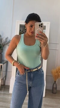 Blusa Regata Malha Ribana Karol Decote U