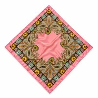 Lenço Acetinado Estampa Floral E Paisley