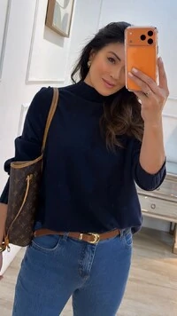 Blusa Poncho tricot Simone Gola Alta