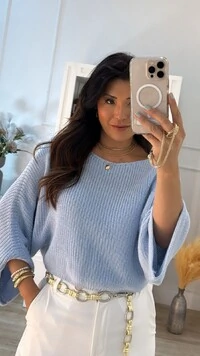 Blusa Cropped Tricot Amplo Kim Mangas 7/8