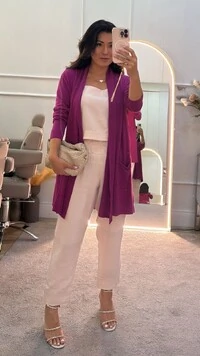 Cardigan Alessia Detalhes Canelados E Bolsos Frontais