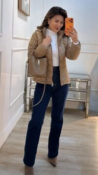 Casaco Nylon Zíper Prata Fabiola Forro De Pelinho